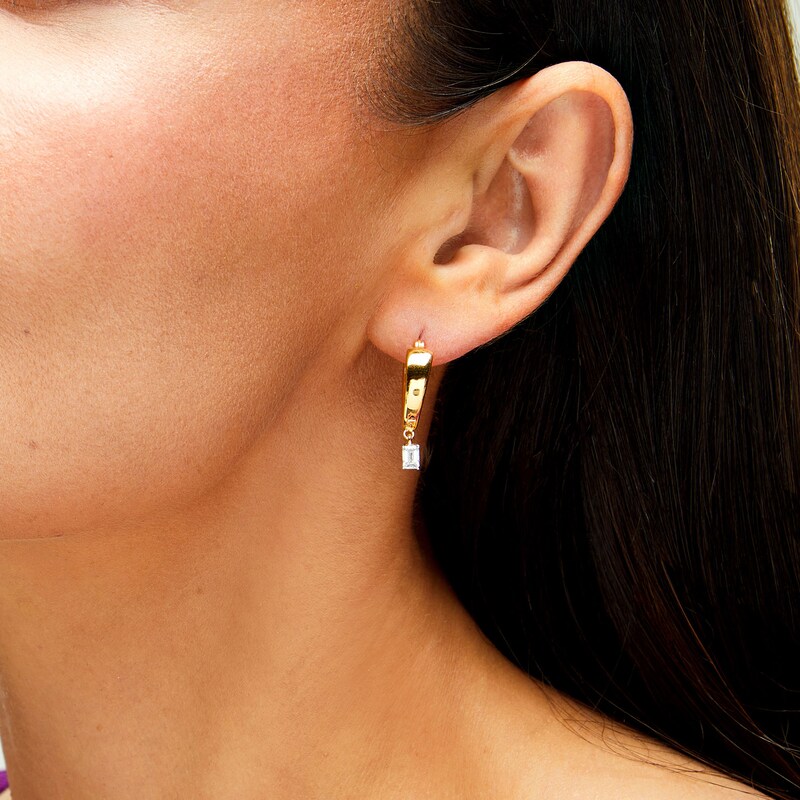 Main Image 2 of 1/2 CT. T.W. Emerald-Cut Certified Lab-Grown Diamond Solitaire Drop Earrings in 14K Gold (F/SI2)