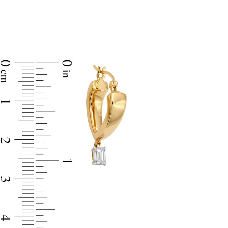 Main Image 3 of 1/2 CT. T.W. Emerald-Cut Certified Lab-Grown Diamond Solitaire Drop Earrings in 14K Gold (F/SI2)