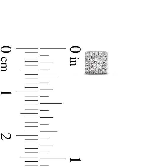1/ CT. T.w. Princess-Cut Certified Lab-Grown Diamond Frame Stud Earrings in 14K White Gold (F/Si2