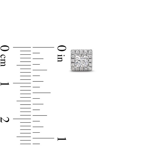 1 CT. T.w. Princess-Cut Certified Lab-Grown Diamond Frame Stud Earrings in 14K White Gold (F/Si2)