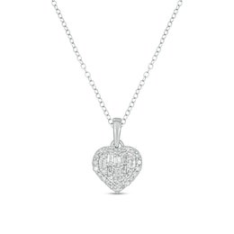 1/5 CT. T.W. Heart-Shaped Multi-Diamond Frame Pendant in 10K White Gold