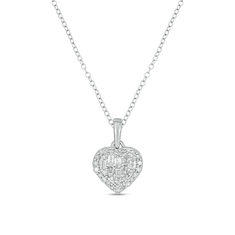 Main Image 1 of 1/5 CT. T.W. Heart-Shaped Multi-Diamond Frame Pendant in 10K White Gold