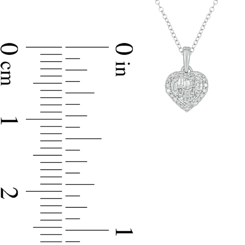 Main Image 2 of 1/5 CT. T.W. Heart-Shaped Multi-Diamond Frame Pendant in 10K White Gold