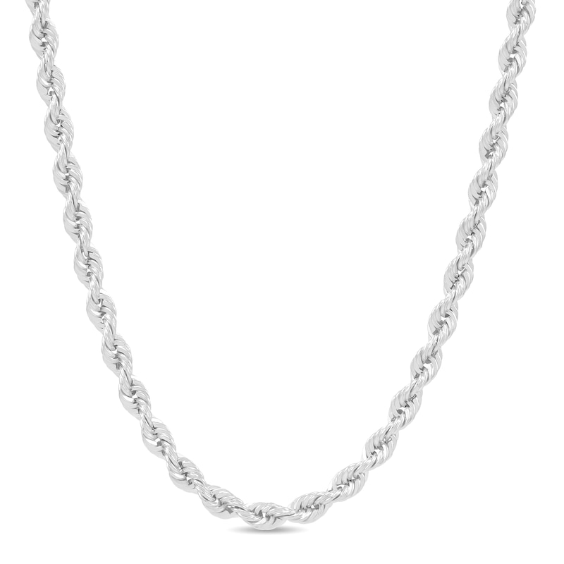 Main Image 2 of 2.75mm Diamond-Cut Round Rope Chain Necklace in Hollow 14K White Gold - 18”