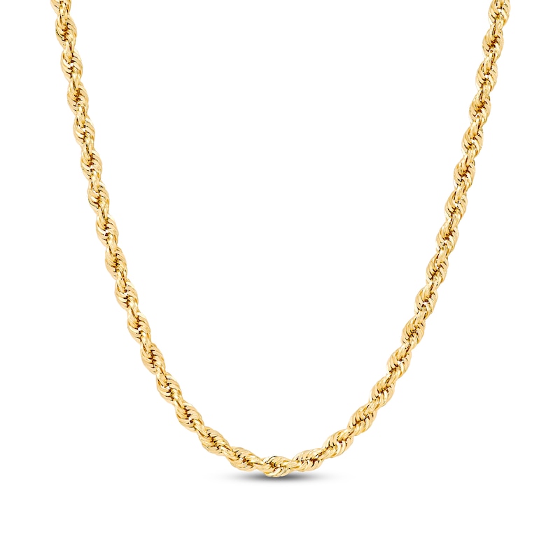 Main Image 1 of 2.9mm Diamond-Cut Round Rope Chain Necklace in Hollow 14K Gold - 20”