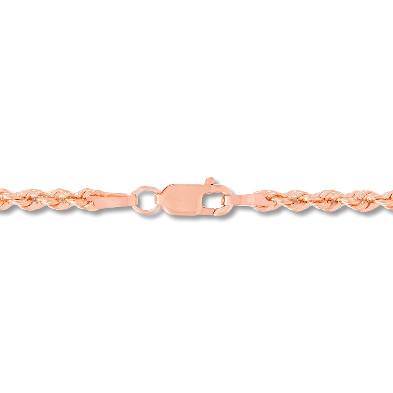 Main Image 3 of 2.75mm Diamond-Cut Round Rope Chain Necklace in Hollow 14K Rose Gold - 18”