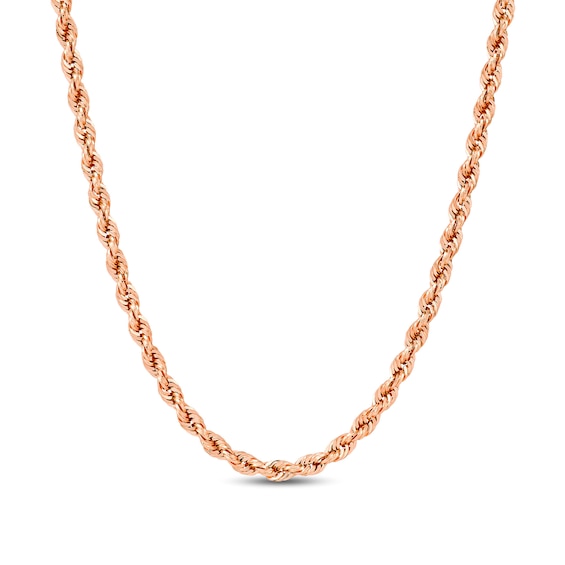 2.9mm Diamond-Cut Round Rope Chain Necklace in Hollow 14K Rose Gold - 20â