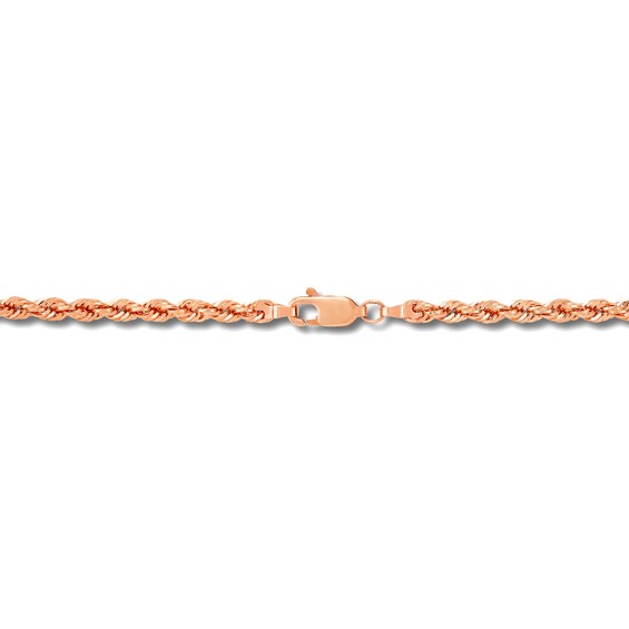 2.9mm Diamond-Cut Round Rope Chain Necklace in Hollow 14K Rose Gold - 20â