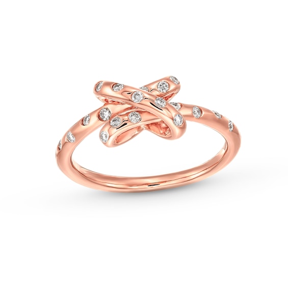1/5 CT. T.w. Certified Lab-Grown Diamond Bubbles Knot Ring in 10K Rose Gold (F/Si2)