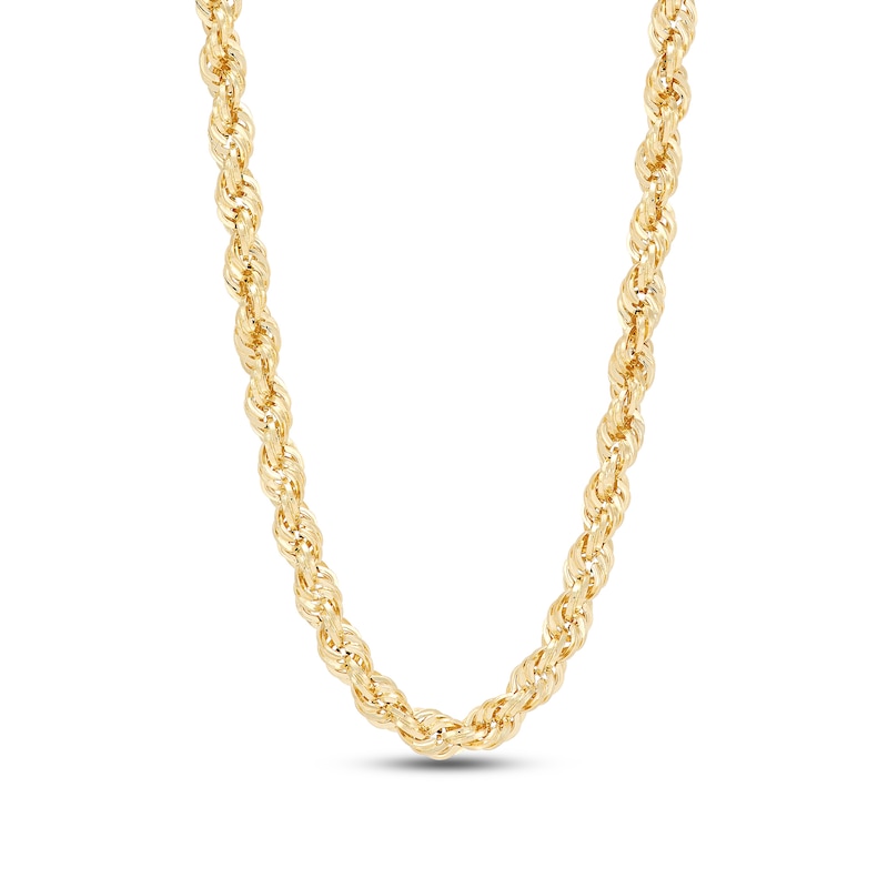 Main Image 1 of 3.75mm Diamond-Cut Round Rope Chain Necklace in Hollow 14K Gold - 26”