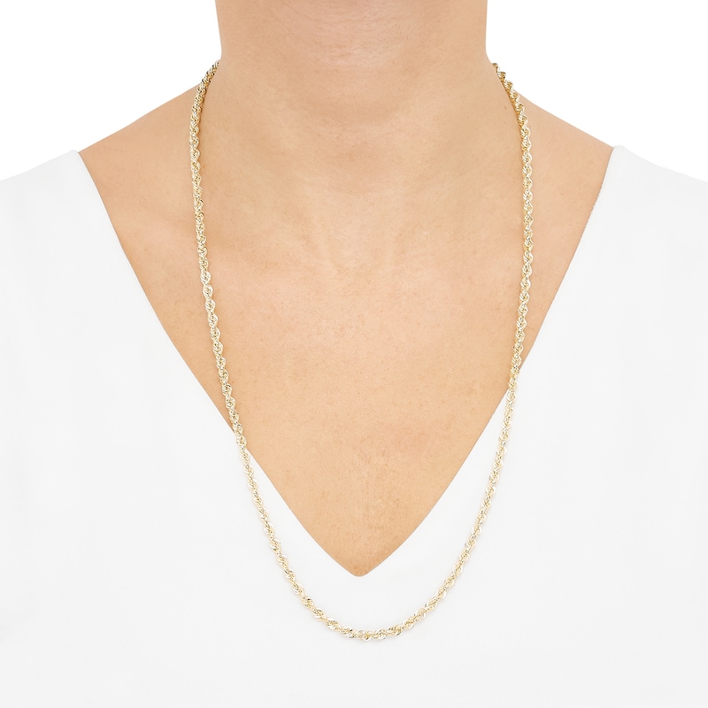 Main Image 2 of 3.75mm Diamond-Cut Round Rope Chain Necklace in Hollow 14K Gold - 26”