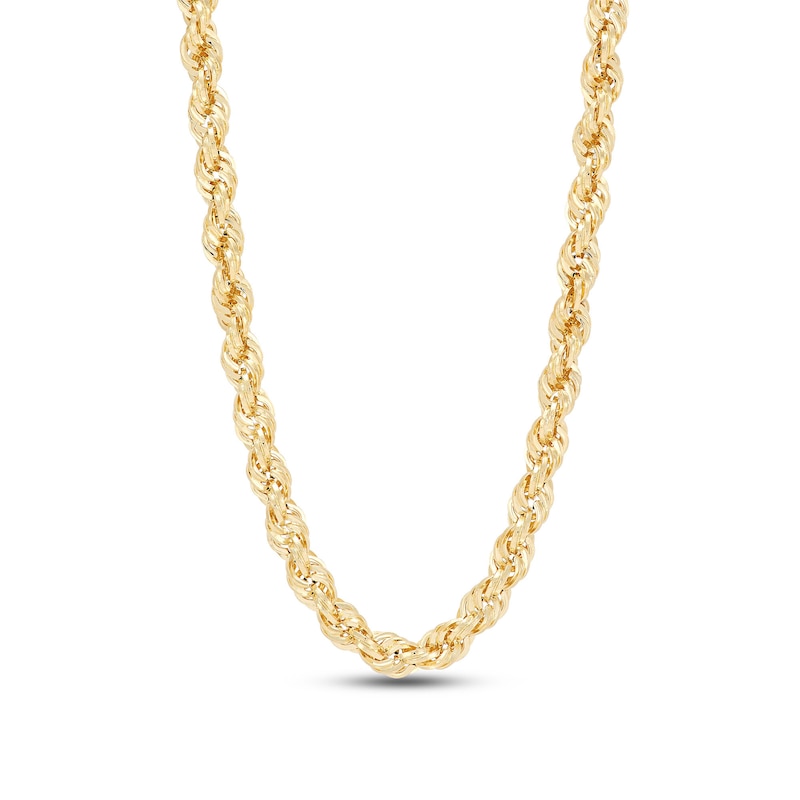Main Image 1 of 3.75mm Diamond-Cut Round Rope Chain Necklace in Hollow 14K Gold - 22”