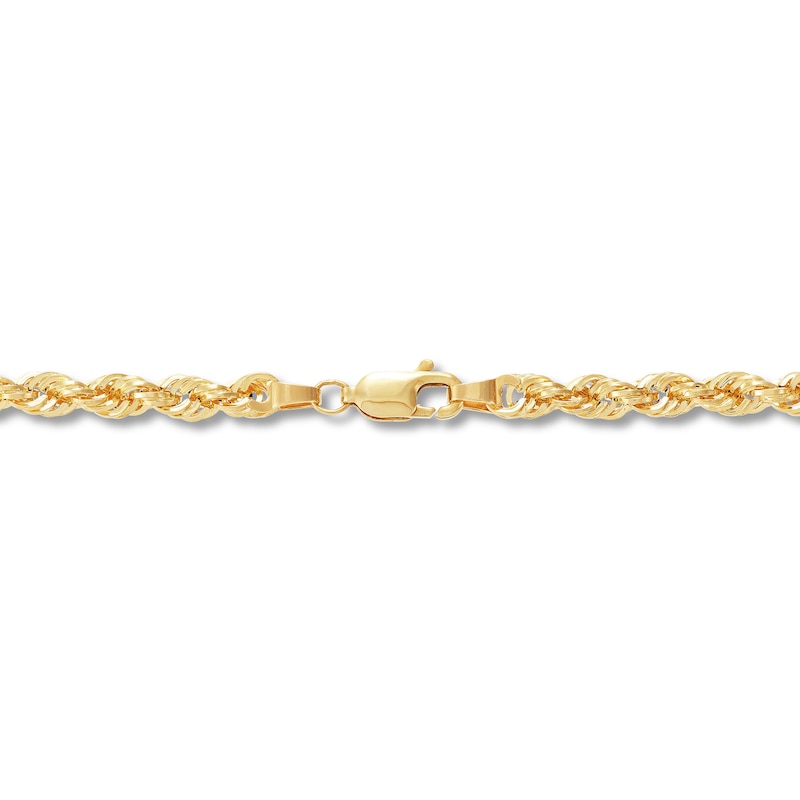 Main Image 3 of 3.75mm Diamond-Cut Round Rope Chain Necklace in Hollow 14K Gold - 22”