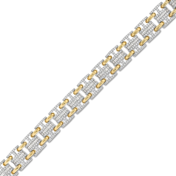 2 CT. T.w. Baguette and Round Diamond Cushion Link Bracelet in 10K Gold - 8.5â