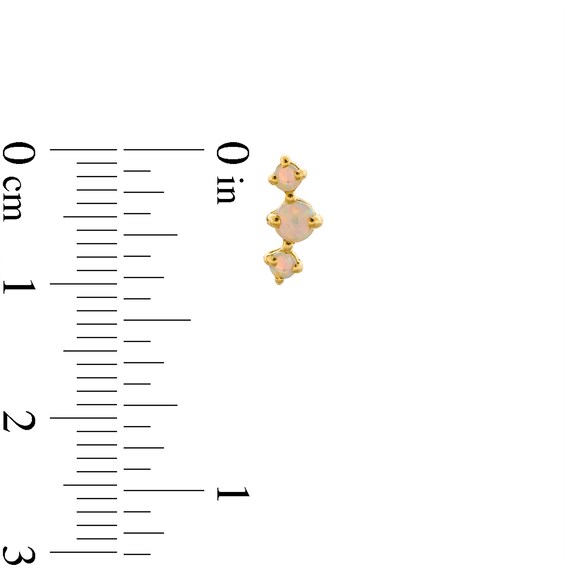 Lab-Created Opal and White Lab-Created Sapphire Three Pair Earrings Set in Sterling Silver with 14K Gold Plate