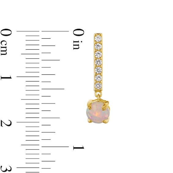 Lab-Created Opal and White Lab-Created Sapphire Three Pair Earrings Set in Sterling Silver with 14K Gold Plate