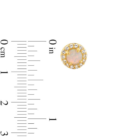 Lab-Created Opal and White Lab-Created Sapphire Three Pair Earrings Set in Sterling Silver with 14K Gold Plate