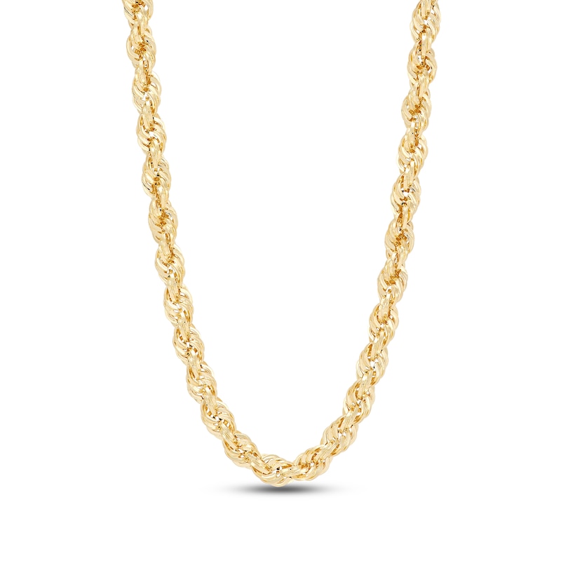 Main Image 1 of 3.75mm Diamond-Cut Round Rope Chain Necklace in Hollow 14K Gold - 28”