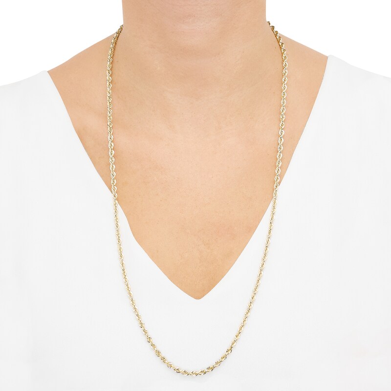 Main Image 2 of 3.75mm Diamond-Cut Round Rope Chain Necklace in Hollow 14K Gold - 28”