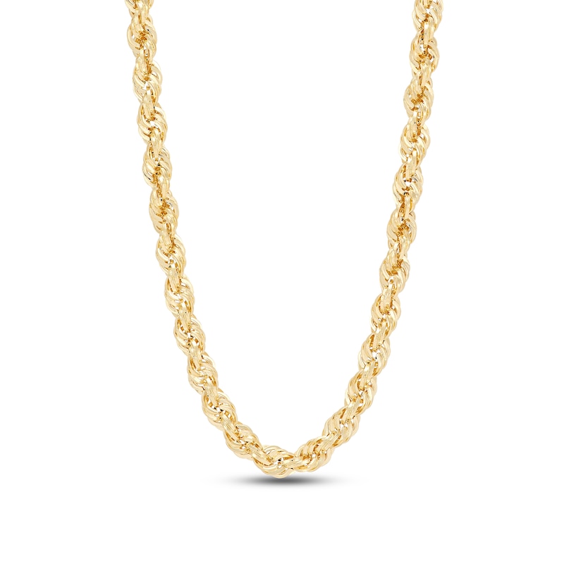Main Image 1 of 3.75mm Diamond-Cut Round Rope Chain Necklace in Hollow 14K Gold - 20”