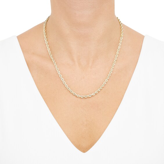 3.75mm Diamond-Cut Round Rope Chain Necklace in Hollow 14K Gold