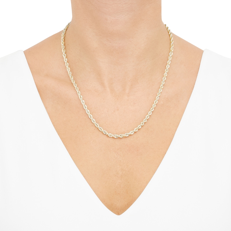 Main Image 2 of 3.75mm Diamond-Cut Round Rope Chain Necklace in Hollow 14K Gold - 20”