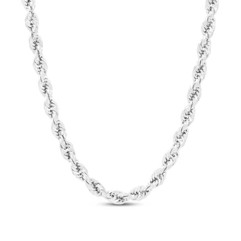 Main Image 1 of 3.75mm Diamond-Cut Round Rope Chain Necklace in Hollow 14K White Gold - 24”
