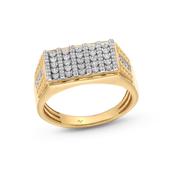 1/2 CT. T.w. Diamond Rectangle-Top Ring in 10K Gold