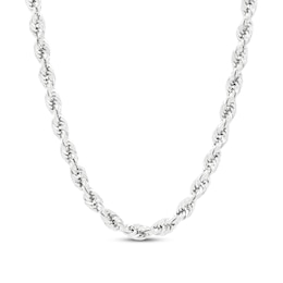 3.75mm Diamond-Cut Round Rope Chain Necklace in Hollow 14K White Gold - 22”