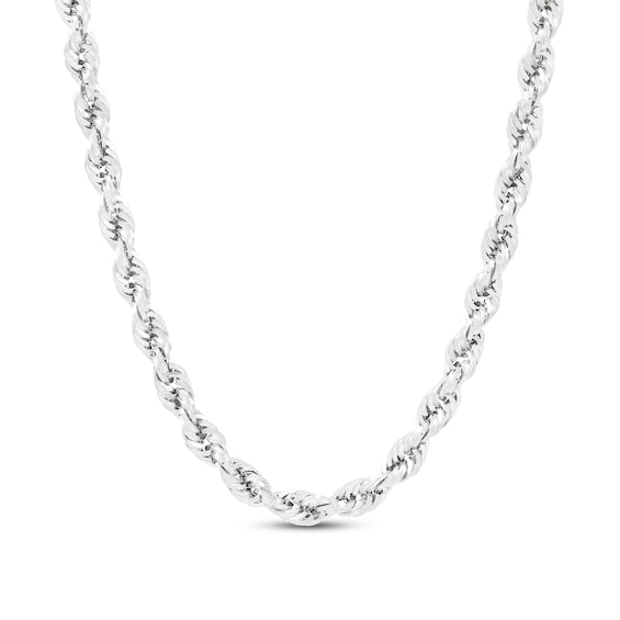 3.75mm Diamond-Cut Round Rope Chain Necklace in Hollow 14K White Gold - 22â