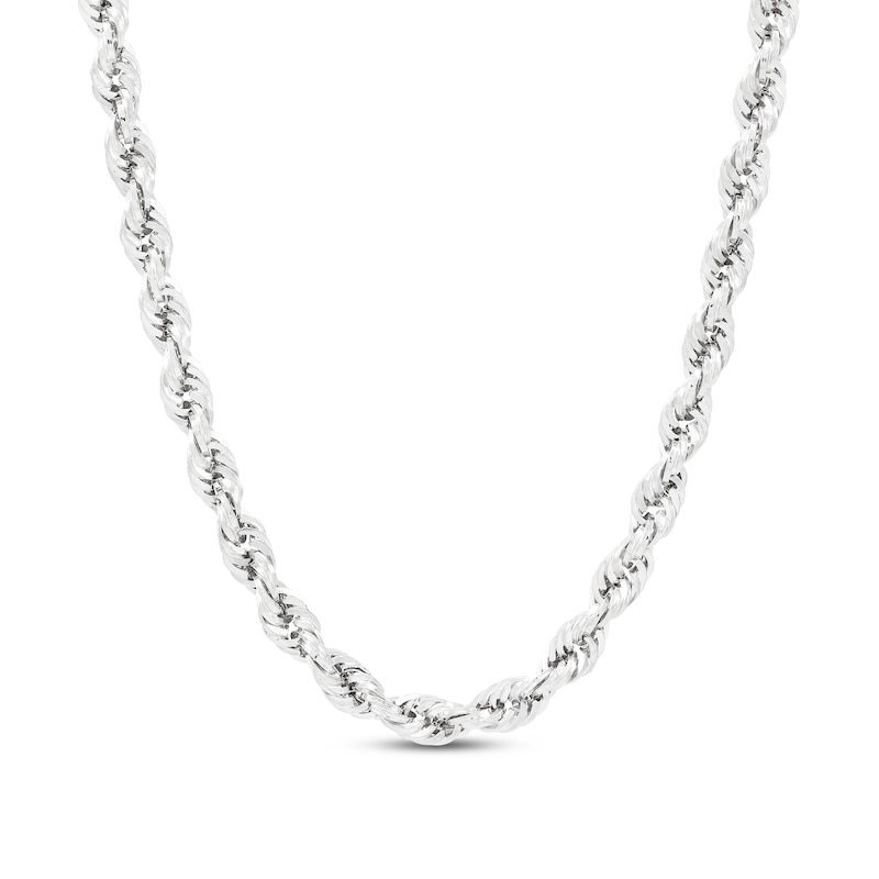 Main Image 1 of 3.75mm Diamond-Cut Round Rope Chain Necklace in Hollow 14K White Gold - 22”
