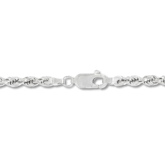 3.75mm Diamond-Cut Round Rope Chain Necklace in Hollow 14K White Gold - 22â