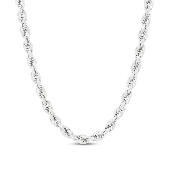 3.75mm Diamond-Cut Round Rope Chain Necklace in Hollow 14K White Gold - 20â