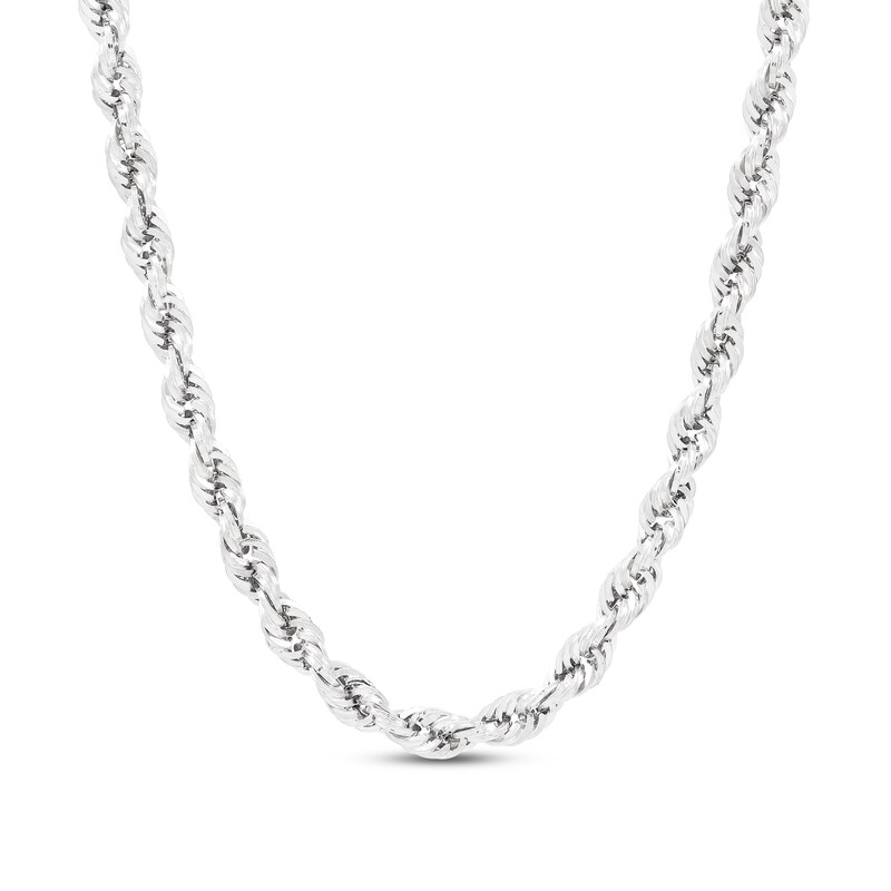 Main Image 1 of 3.75mm Diamond-Cut Round Rope Chain Necklace in Hollow 14K White Gold - 20”