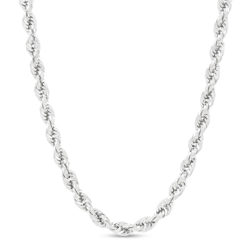 Main Image 2 of 3.75mm Diamond-Cut Round Rope Chain Necklace in Hollow 14K White Gold - 26”