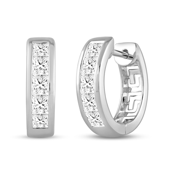 1 CT. T.w. Square-Cut Certified Lab-Grown Diamond Huggie Hoop Earrings in 14K White Gold (F/Si2)