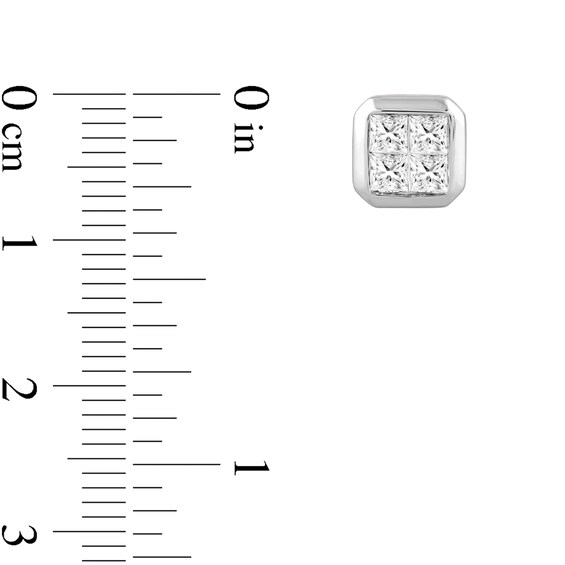 1 CT. T.w. Quad Square-Cut Certified Lab-Grown Diamond Stud Earrings in 14K White Gold (F/Si2)