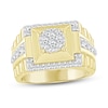 Thumbnail Image 1 of 1 CT. T.W. Multi-Diamond Square-Top Ribbed Shank Ring in 10K Gold