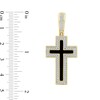 Thumbnail Image 2 of 1/2 CT. T.W. Diamond Edge Cross Necklace Charm in 10K Gold and Black Ion Plate
