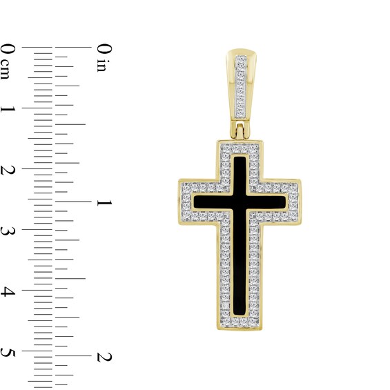 1/2 CT. T.w. Diamond Edge Cross Necklace Charm in 10K Gold and Black Ion Plate
