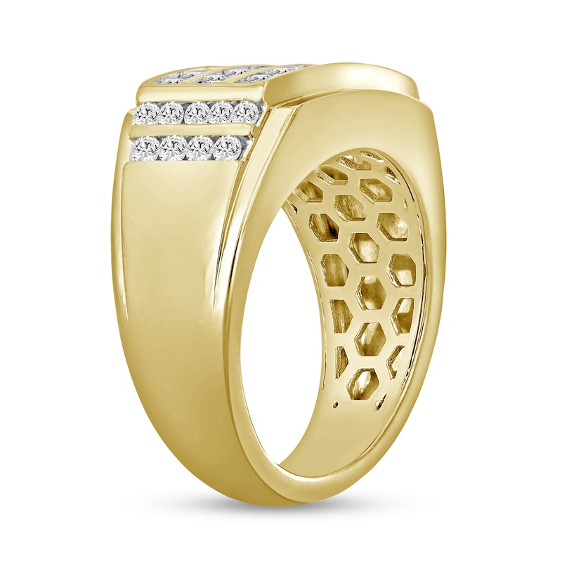 Main Image 2 of 1-1/2 CT. T.W. Certified Lab-Grown Diamond Triple Row Rectangle-Top Ring in 14K Gold (F/SI2)