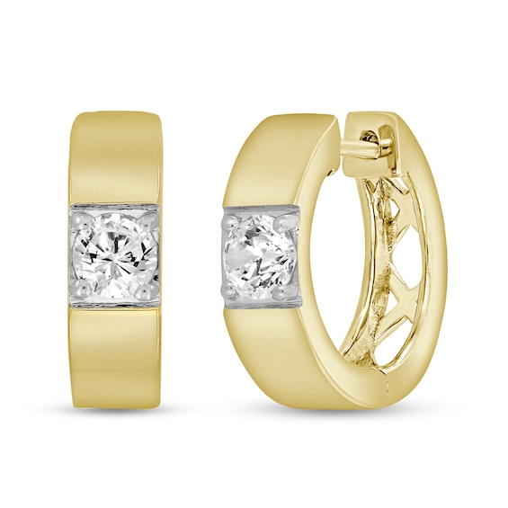 1/2 CT. T.w. Certified Lab-Grown Diamond Solitaire Huggie Hoop Earrings in 14K Gold (F/Si2)