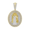 Thumbnail Image 1 of 1/3 CT. T.W. Diamond Oval-Shaped Religious Medal Necklace Charm in 10K Gold