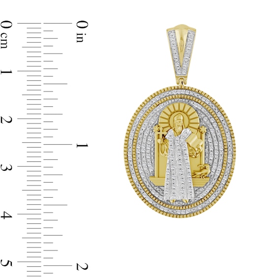 1/3 CT. T.w. Diamond Oval-Shaped Religious Medal Necklace Charm in 10K Gold