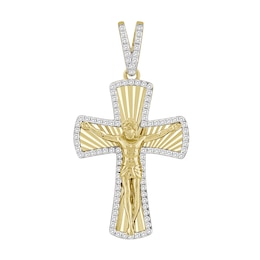 1/4 CT. T.W. Diamond Edge Crucifix Necklace Charm in 10K Gold