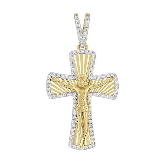 1/4 CT. T.w. Diamond Edge Crucifix Necklace Charm in 10K Gold