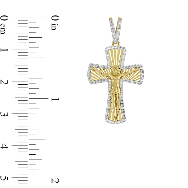 Main Image 2 of 1/4 CT. T.W. Diamond Edge Crucifix Necklace Charm in 10K Gold