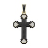 Thumbnail Image 1 of 1 CT. T.W. Black and White Diamond Multi-Row Cross Necklace Charm in 10K Gold