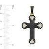 Thumbnail Image 2 of 1 CT. T.W. Black and White Diamond Multi-Row Cross Necklace Charm in 10K Gold