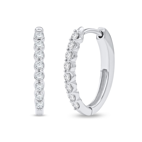 1/2 CT. T.w. Diamond Oval Hoop Earrings in 10K White Gold